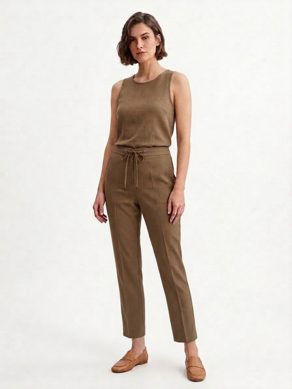OGL Brown Linen Blend Cropped Pants Size SP